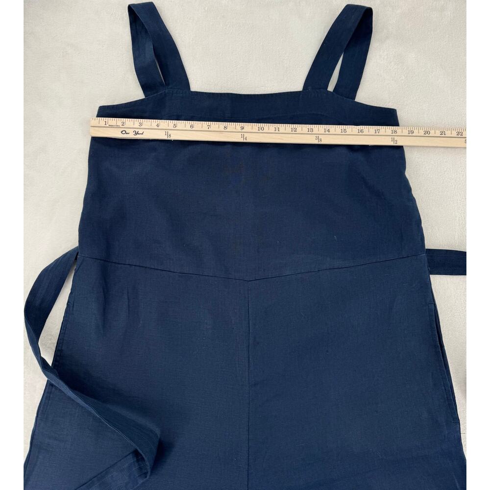 Quince Navy Linen Square Neck Jumpsuit Sleeveless Pantsuit One Piece M - Picture 6 of 9